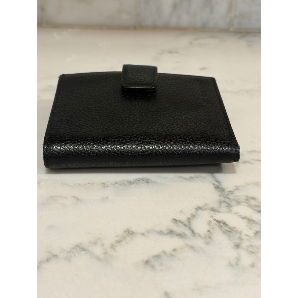 Longchamp Le Foulonne Black Pebbled Leather Bifold Kiss Lock Wallet - Picture 6 of 14